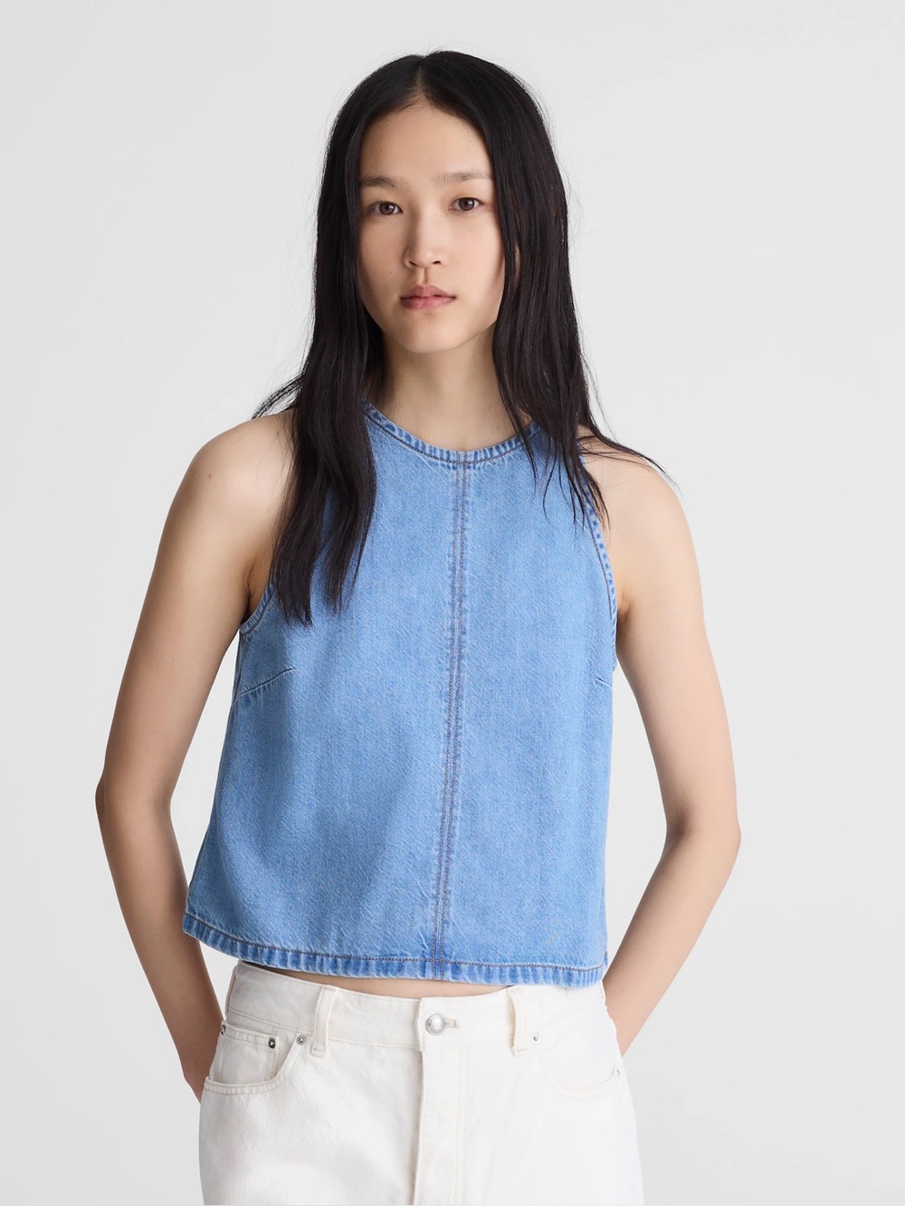 Madewell Airy Denim Halter Shell Top
